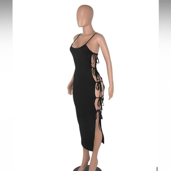Sexy Club Bodycon Backless Side Detail Bandage Midi Dresses - Picture 4 of 7